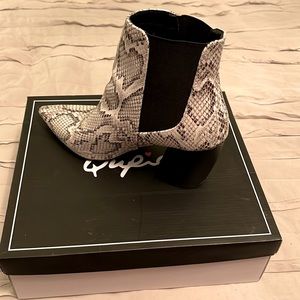 Snake print ankle boots